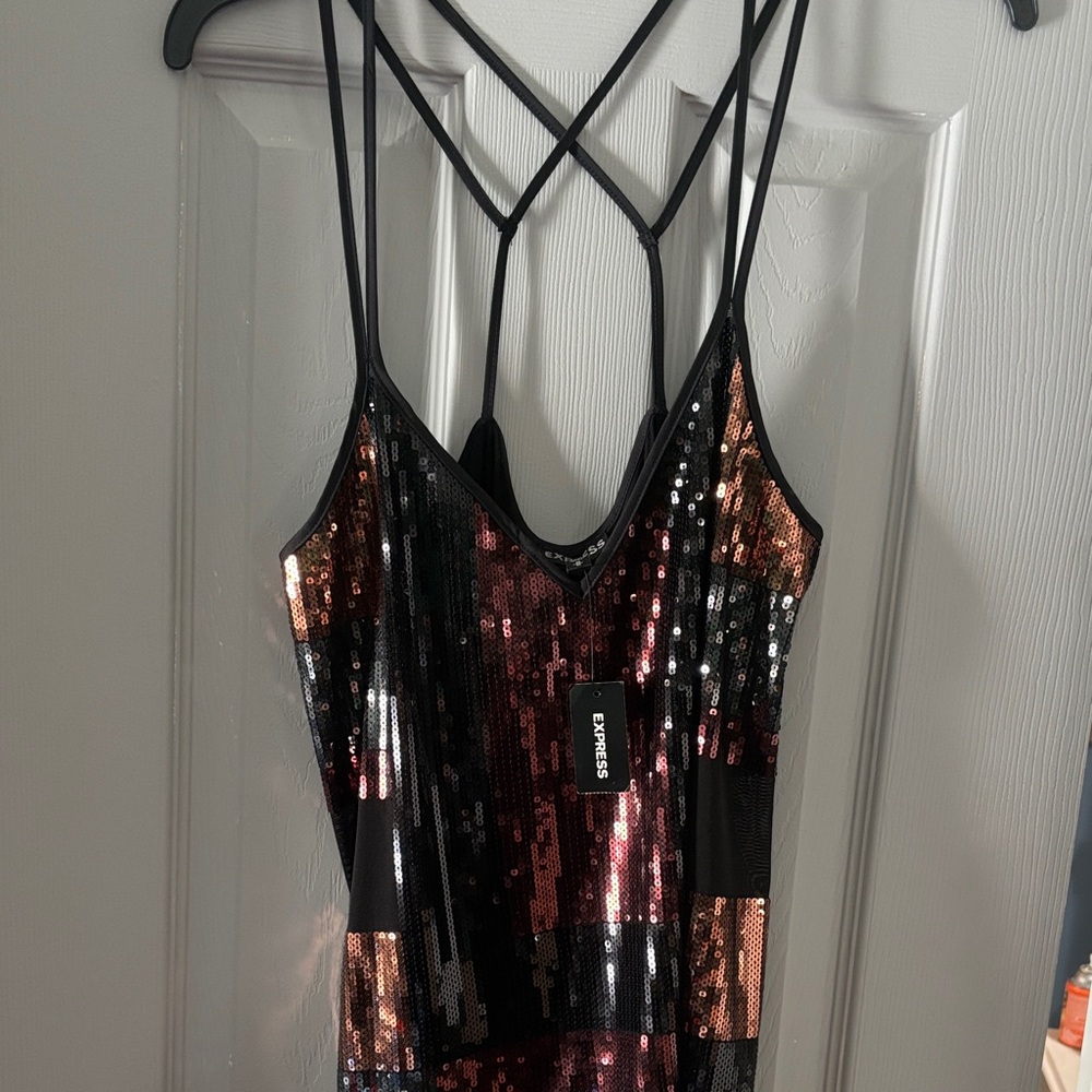 Express Black and Rose Gold Sequin tank top